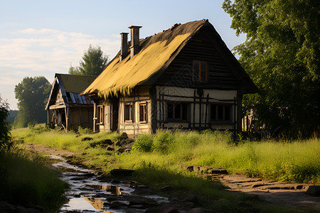 农村的住宅建筑背景图片