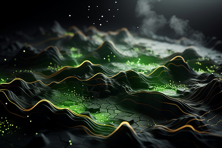 神奇的绿波超现实绿波高清图片