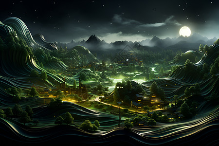 迷幻夜景城市背景图片