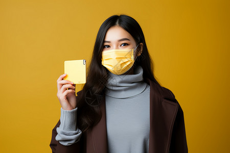 戴着口罩的亚洲女人背景图片