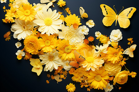 手工的黄色花朵背景图片