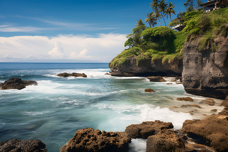 岩石沙滩的风景背景图片