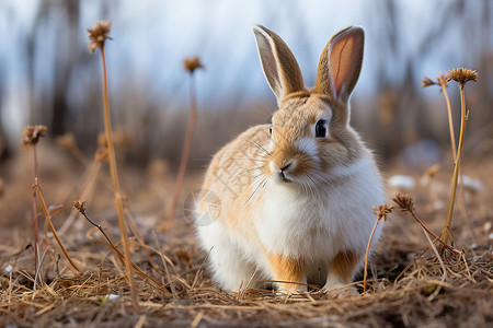 野兔婴孩野兔与春天背景