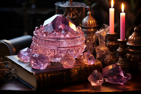 魔幻的粉色水晶背景图片