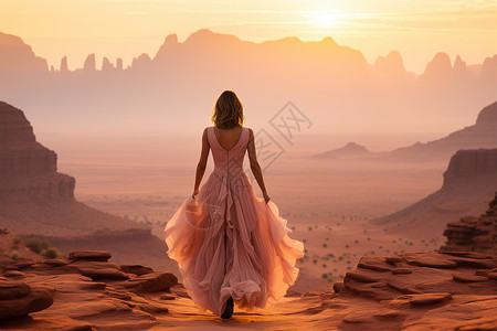 沙漠女人沙漠中的女子背景