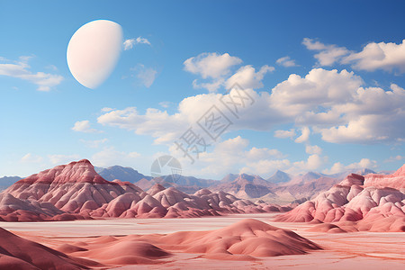 天空和粉色的山脉背景图片