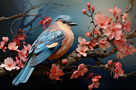花树上的小鸟背景图片