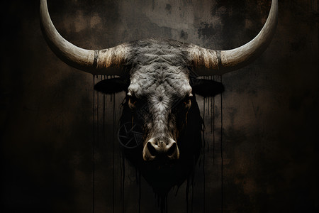 动物死亡黑暗之牛插画