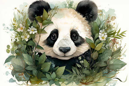 熊猫花框背景图片