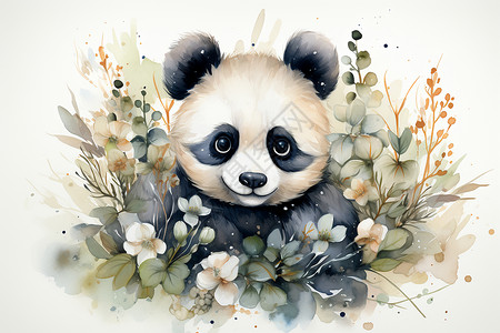 小熊猫与花背景图片