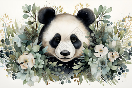 熊猫艺术插图背景图片