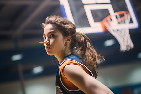 篮球场的女生背景图片