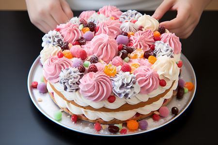 甜蜜的蛋糕蛋糕裱花师高清图片