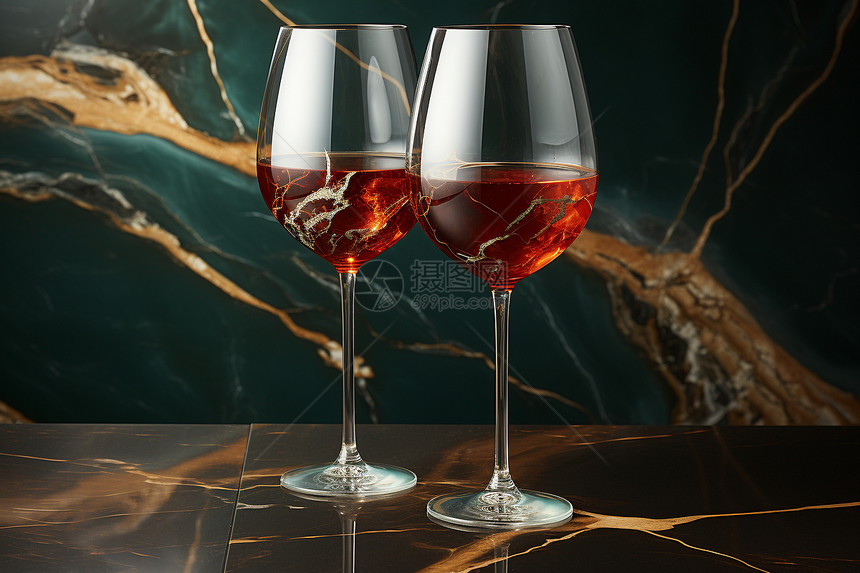 玻璃杯中可口的葡萄酒图片