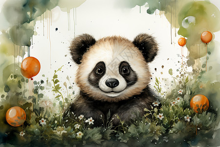 可爱熊猫边框温馨的熊猫边框绘画插画