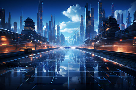 未来科幻的城市建筑背景图片