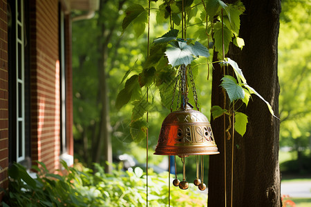 铜铃铛户外悬挂的铃铛背景