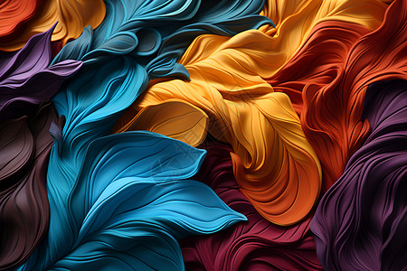 布料褶皱五彩斑斓的丝绸花朵插画