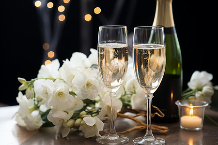 桌子上的香槟酒背景图片