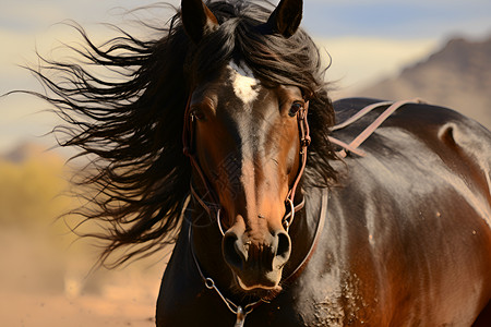 美丽的黑色马背景图片