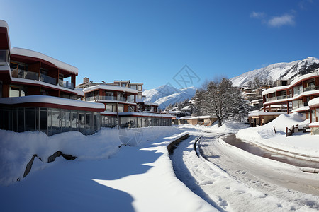 雪中小镇背景图片