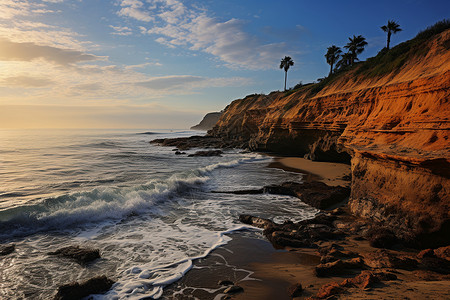 日落海滩背景图片