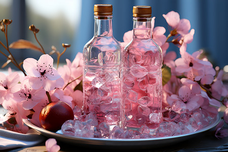 粉色梦幻饮料瓶背景图片