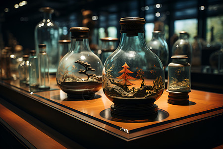 古风玻璃瓶展示背景图片