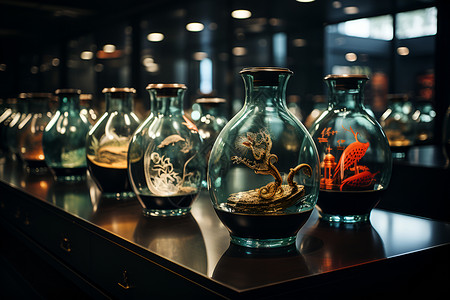 传统雕花的玻璃瓶背景图片