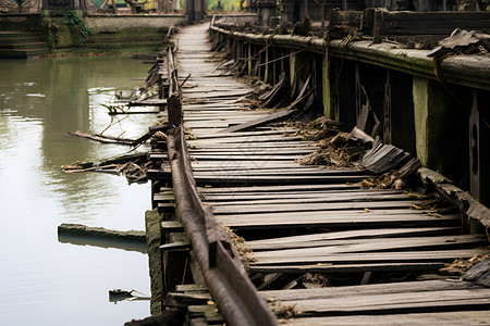 腐朽木板古旧木桥背景