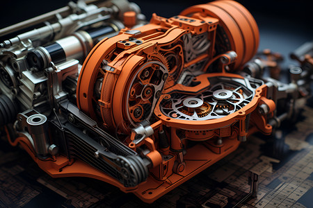 非道路机械机械模型引擎的细节设计图片