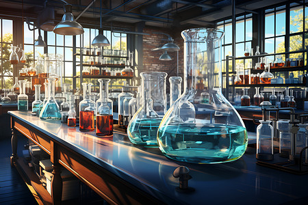 实验室玻璃烧瓶背景图片