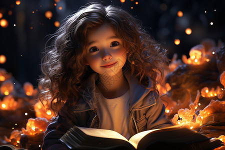 童话般的书海少女背景图片