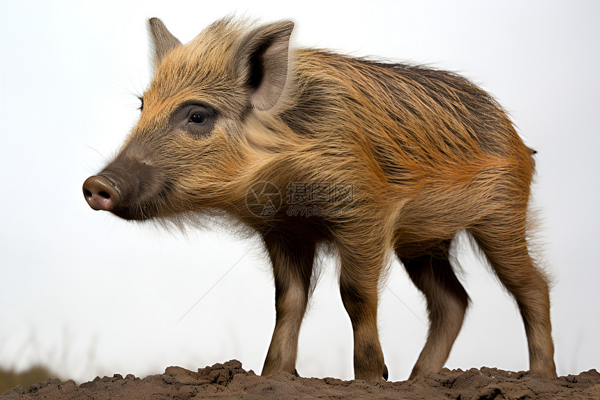 草地上一只小型野猪图片