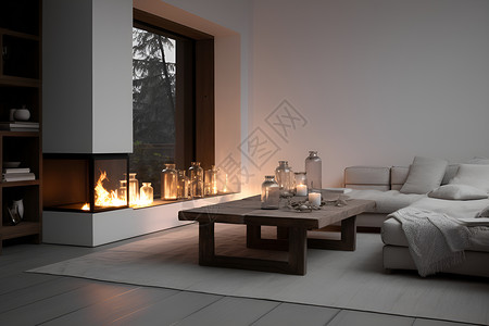 壁炉设计素材现代客厅设计背景