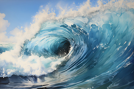 海浪的动态海浪绘画背景图片