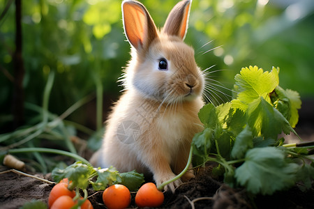乖巧可爱的小兔子背景图片