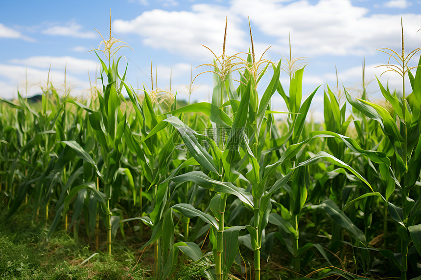 乡村农业种植的玉米田野图片
