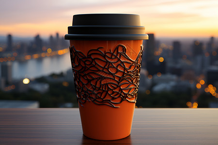 美观花纹的咖啡杯背景图片