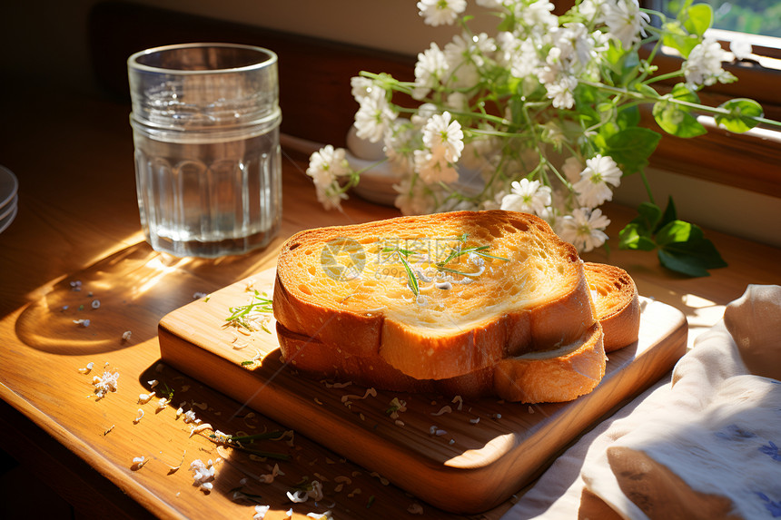 健康营养的早餐面包图片