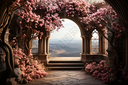 梦幻的花园场景背景图片