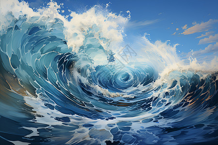 海洋卷起的浪花背景图片