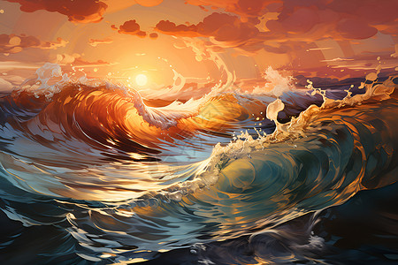 海洋的迷幻日落背景图片