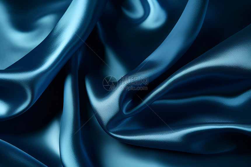 飘逸之蓝的丝绸织物背景图片