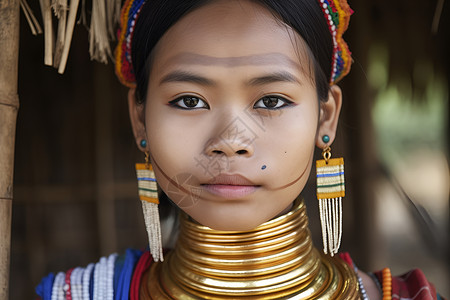 民族服饰的傣族姑娘背景图片