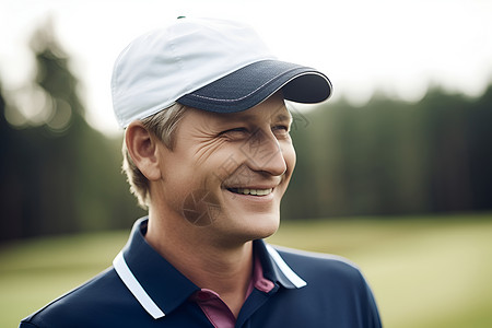 自信微笑的高尔夫球手高清图片