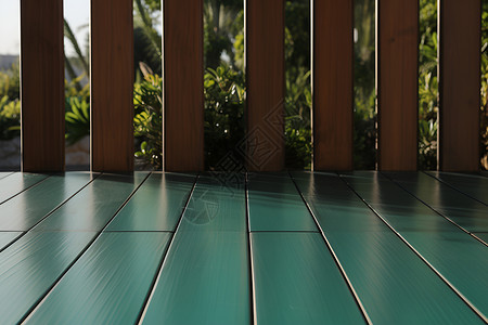 室外铺装绿色的木地板背景