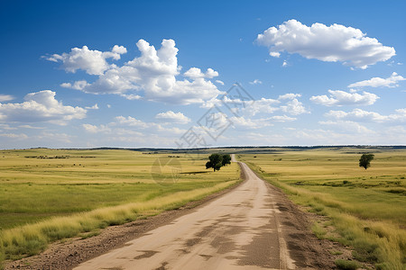 风景优美的田间小路背景图片