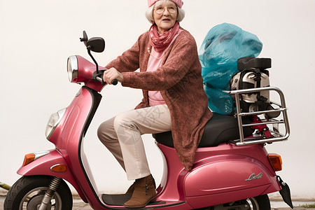 骑着电动车的女人背景图片