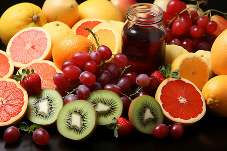 美味多汁的水果拼盘背景图片